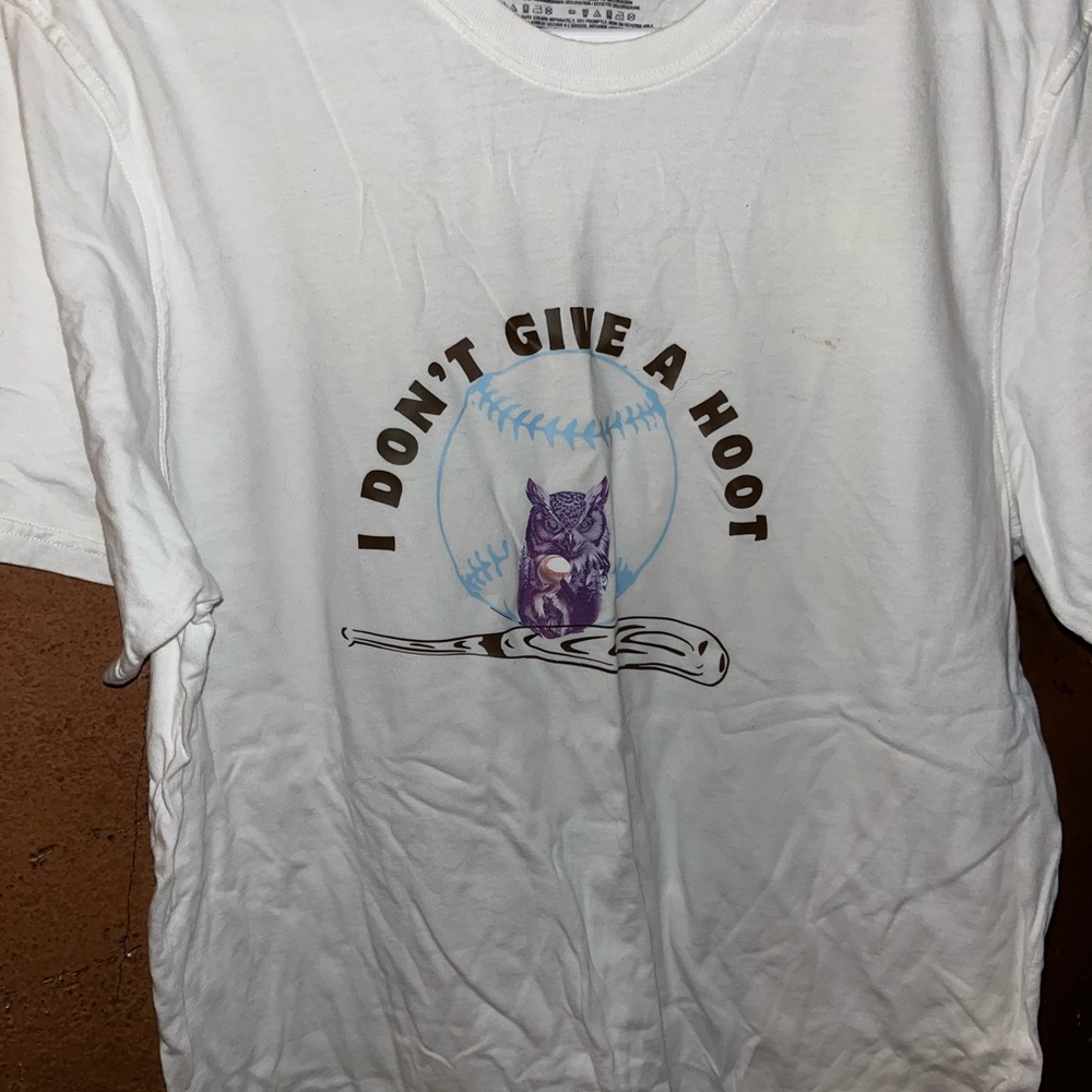 White Graphic Tee with Owl Design